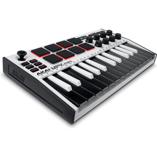 AKAI MPK Mini MK3 - MIDI keyboard controller - 25 toetsen - 8 drumpads - Zwart/Wit