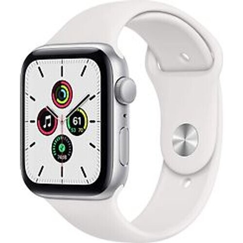 Apple Watch SE 44 mm kast van zilver aluminium met wit sportbandje [wifi]