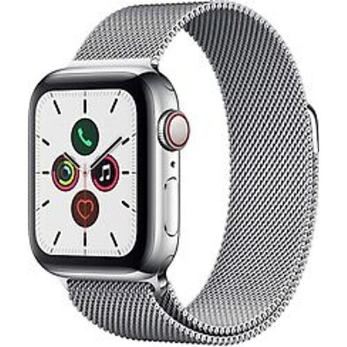 Apple Watch Series 5 40 mm roestvrij stalen kast zilver op Milanees bandje zilver [wifi + cellular]