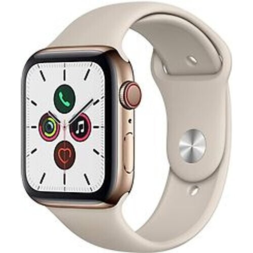 Apple Watch Series 5 44 mm roestvrij stalen kast goud op sportbandje steen [wifi + cellular]