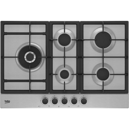 Beko Hqbaw75225sx - Gaskookplaat - 75 Cm - 5 Kookzones Met Wokbrander - Rvs | Nieuw (outlet)