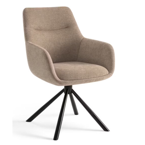 Criks Design Eetkamerstoel Olivia Bruin – 53x66x87 cm – Draaibare Armstoel met Comfortabele Stoffen