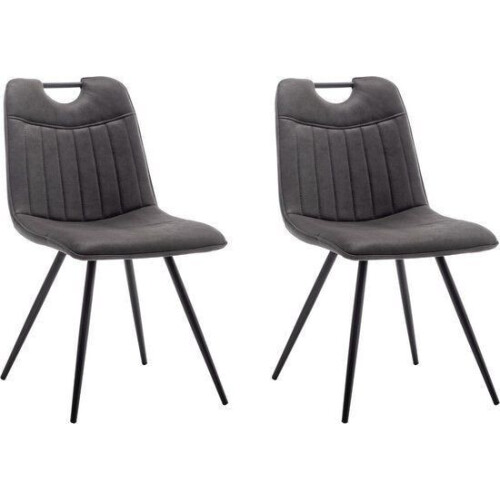 Criks Leon - Eetkamerstoel - Microvezel Antraciet (set van 2)