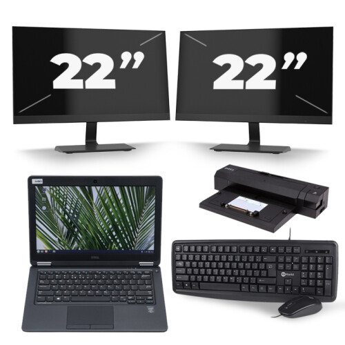 Dell Latitude 5280 - Intel Core i5-7e Generatie - 12 inch - 8GB RAM - 256GB SSD - Windows 11 + 2x 22 inch Monitor