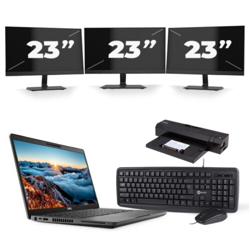 Dell Latitude 5400 - Intel Core i7-8e Generatie - 14 inch - 16GB RAM - 256GB SSD - Windows 11 + 3x 23 inch Monitor
