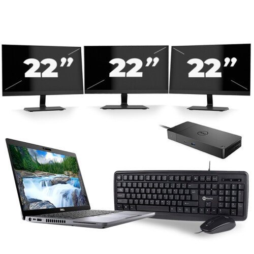 Dell Latitude 5410 - Intel Core i5-10e Generatie - 14 inch - 16GB RAM - 256GB SSD - Windows 11 + 3x 22 inch Monitor