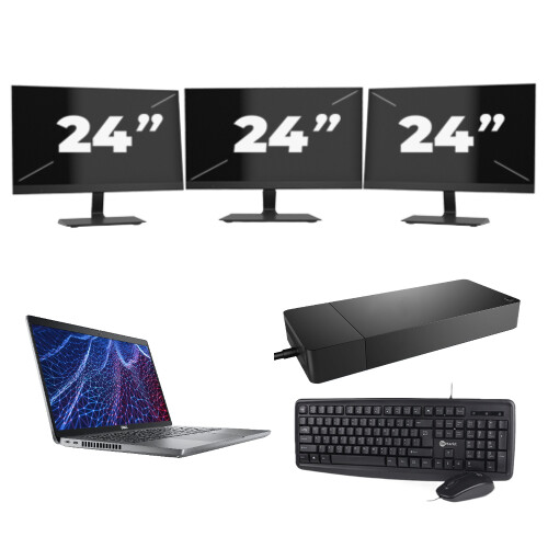 Dell Latitude 5430 - Intel Core i3-12e Generatie - 14 inch - 8GB RAM - 256GB SSD - Windows 11 Home + 3x 24 inch Monitor