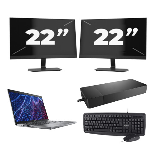 Dell Latitude 5430 - Intel Core i3-12e Generatie - 14 inch - 8GB RAM - 256GB SSD - Windows 11 Home + 2x 22 inch Monitor