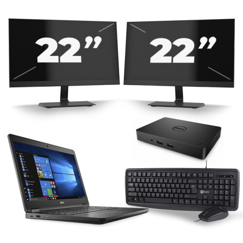 Dell Latitude 5480 - Intel Core i5-6e Generatie - 14 inch - 8GB RAM - 256GB SSD - Windows 11 + 2x 22 inch Monitor