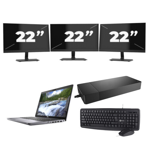 Dell Latitude 5510 - Intel Core i5-10e Generatie - 15 inch - 8GB RAM - 256GB SSD - Windows 11 + 3x 22 inch Monitor