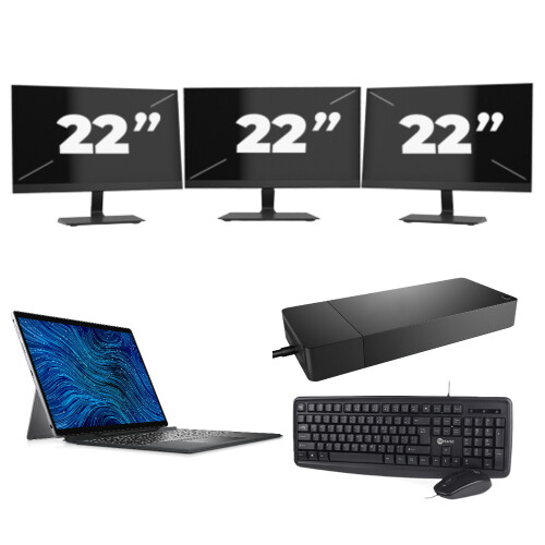 Dell Latitude 7320 - Intel Core i5-11e Generatie - 13 inch - 16GB RAM - 256GB SSD - Windows 11 Home + 3x 22 inch Monitor