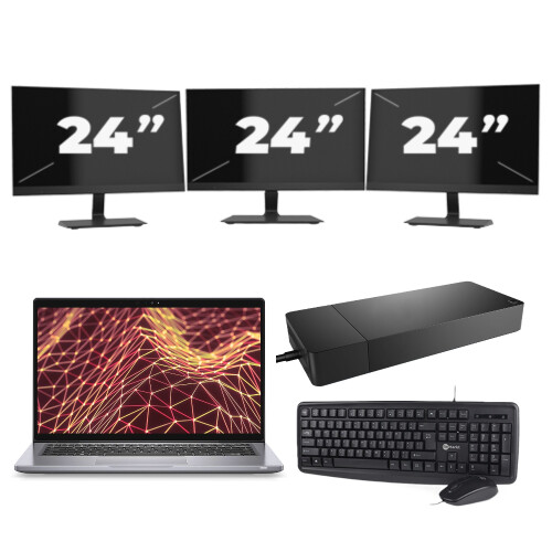 Dell Latitude 7330 - Intel Core i5-12e Generatie - 13 inch - Touch - 16GB RAM - 256GB SSD - Windows 11 Home + 3x 24 inch Monitor