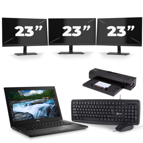 Dell Latitude 7390 - Intel Core i5-8e Generatie - 13 inch - 16GB RAM - 256GB SSD - Windows 11 + 3x 23 inch Monitor