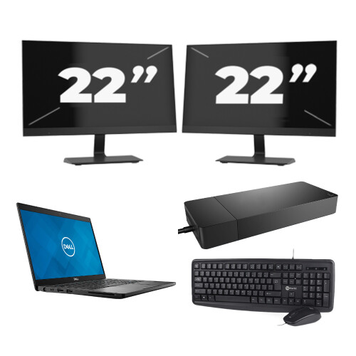 Dell Latitude 7390 - Intel Core i7-8e Generatie - 13 inch - 8GB RAM - 256GB SSD - Windows 11 + 2x 22 inch Monitor