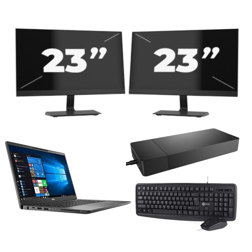 Dell Latitude 7400 - Intel Core i5-8e Generatie - 14 inch - 8GB RAM - 256GB SSD - Windows 11 + 2x 23 inch Monitor