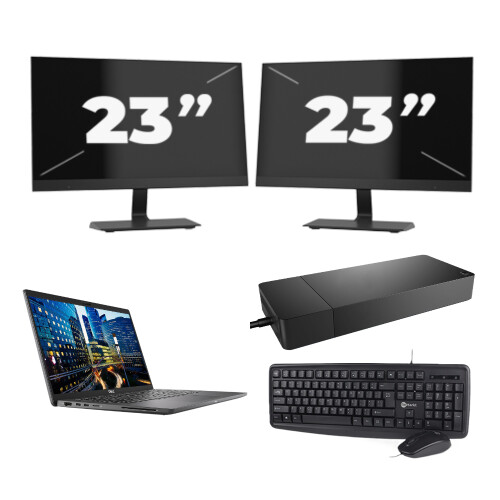 Dell Latitude 7410 - Intel Core i5-10e Generatie - 14 inch - 16GB RAM - 256GB SSD - Windows 11 Home + 2x 23 inch Monitor