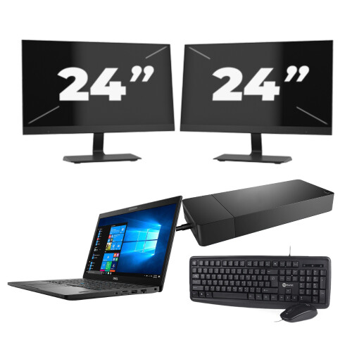 Dell Latitude 7490 - Intel Core i5-8e Generatie - 14 inch - 8GB RAM - 256GB SSD - Windows 11 + 2x 24 inch Monitor