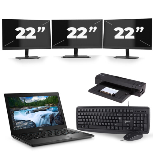 Dell Latitude 7490 - Intel Core i5-8e Generatie - 14 inch - 8GB RAM - 256GB SSD - Windows 11 + 3x 22 inch Monitor