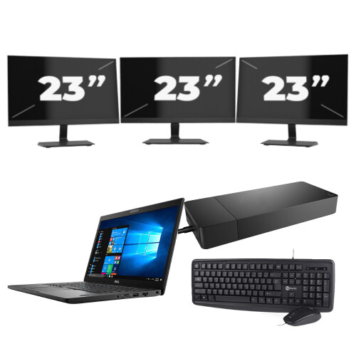 Dell Latitude 7490 - Intel Core i5-8e Generatie - 14 inch - 8GB RAM - 256GB SSD - Windows 11 + 3x 23 inch Monitor