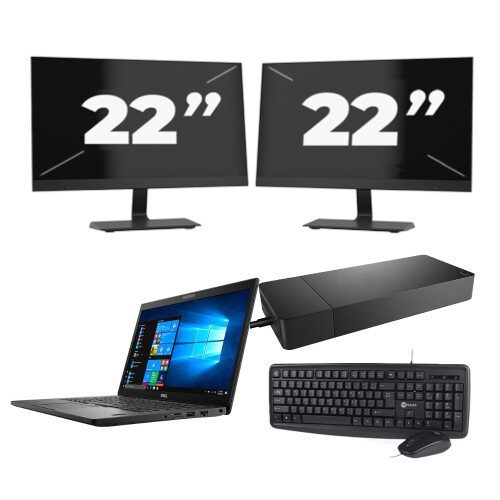 Dell Latitude 7490 - Intel Core i5-8e Generatie - 14 inch - 8GB RAM - 256GB SSD - Windows 11 + 2x 22 inch Monitor