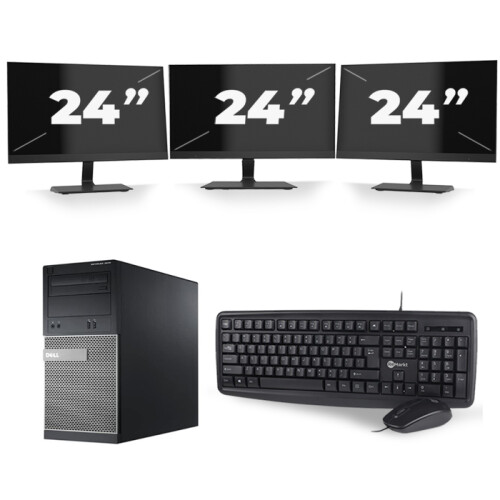 Dell Optiplex 3020 Micro Tower - Intel Core i5-4e Generatie - 8GB RAM - 256GB SSD - Windows 10 + 3x 24 inch Monitor