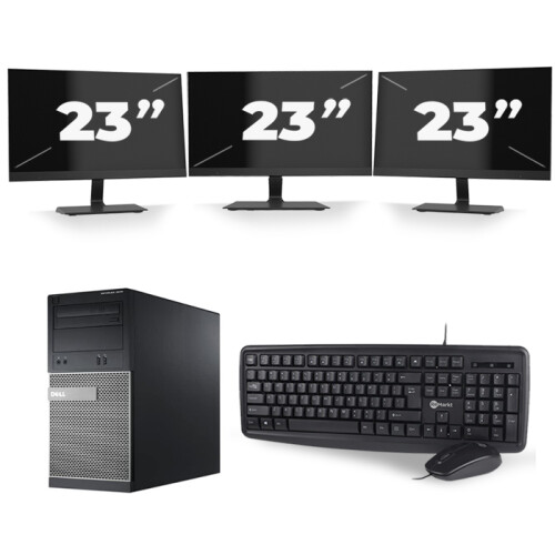 Dell Optiplex 3020 Micro Tower - Intel Core i5-4e Generatie - 8GB RAM - 256GB SSD - Windows 10 + 3x 23 inch Monitor