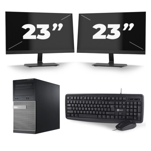 Dell Optiplex 3020 Micro Tower - Intel Core i7-4e Generatie - 16GB RAM - 256GB SSD - Windows 10 + 2x 23 inch Monitor