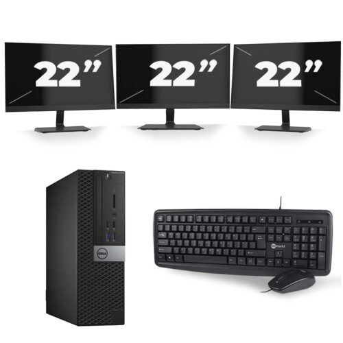 Dell Optiplex 3040 SFF - Intel Core i5-6e Generatie - 8GB RAM - 256GB SSD - Windows 11 + 3x 22 inch Monitor