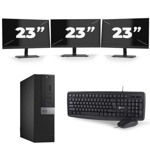 Dell Optiplex 3040 SFF - Intel Core i7-6e Generatie - 8GB RAM - 256GB SSD - Windows 11 + 3x 23 inch Monitor