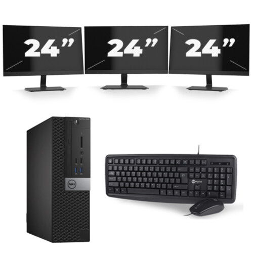 Dell Optiplex 3040 USFF - Intel Core i5-6e Generatie - 8GB RAM - 256GB SSD - Windows 11 + 3x 24 inch Monitor