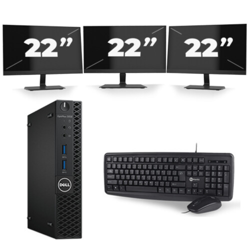 Dell Optiplex 3050 USFF - Intel Core i5-7e Generatie - 8GB RAM - 256GB SSD - Windows 11 + 3x 22 inch Monitor
