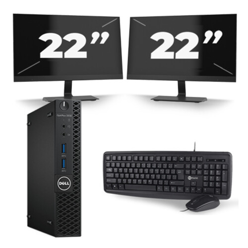Dell Optiplex 3050 USFF - Intel Core i5-7e Generatie - 8GB RAM - 256GB SSD - Windows 11 + 2x 22 inch Monitor