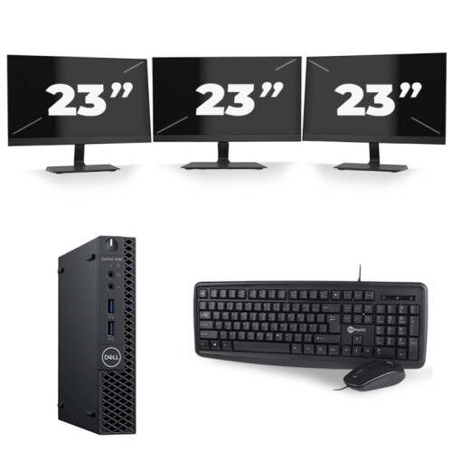 Dell Optiplex 3060 Micro USFF - Intel Core i5-8e Generatie - 8GB RAM - 256GB SSD - Windows 11 + 3x 23 inch Monitor