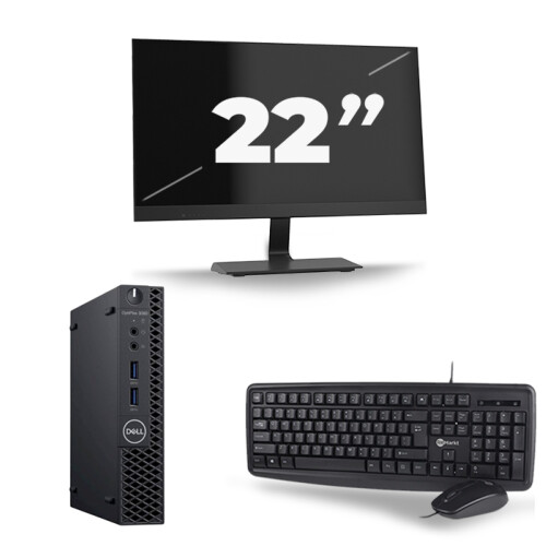 Dell Optiplex 3060 Micro USFF - Intel Core i5-8e Generatie - 8GB RAM - 256GB SSD - Windows 11 + 1x 22 inch Monitor