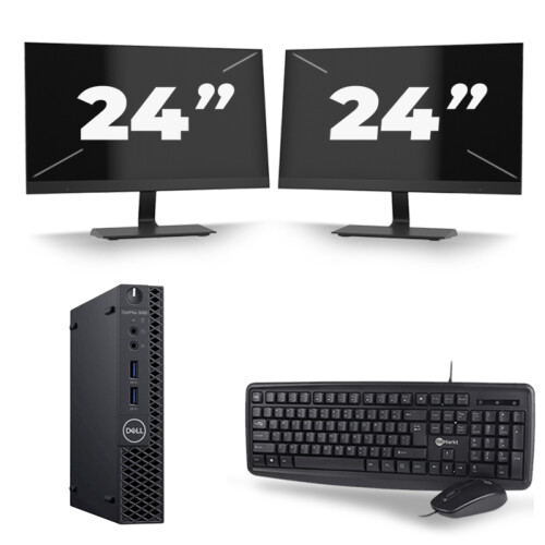 Dell Optiplex 3060 Micro USFF - Intel Core i5-8e Generatie - 8GB RAM - 256GB SSD - Windows 11 + 2x 24 inch Monitor