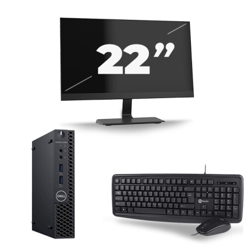 Dell Optiplex 3060 Micro USFF - Intel Core i7-8e Generatie - 16GB RAM - 256GB SSD - Windows 11 + 1x 22 inch Monitor