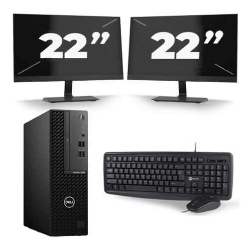 Dell OptiPlex 3080 Micro USFF - Intel Core i7-10e Generatie - 8GB RAM - 256GB SSD - Windows 11 + 2x 22 inch Monitor
