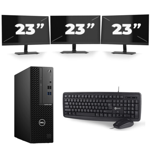 Dell OptiPlex 3080 Micro USFF - Intel Core i7-10e Generatie - 8GB RAM - 256GB SSD - Windows 11 + 3x 23 inch Monitor