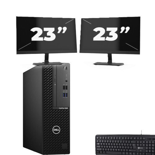Dell OptiPlex 3080 SFF - Intel Core i5-10e Generatie - 8GB RAM - 256GB SSD - Windows 11 + 2x 23 inch Monitor