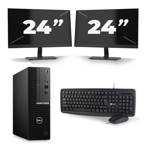 Dell Optiplex 5050 Micro Tower - Intel Core i3-6e Generatie - 8GB RAM - 256GB SSD - Windows 11 + 2x 24 inch Monitor
