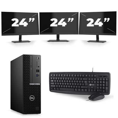 Dell Optiplex 5050 Micro Tower - Intel Core i5-6e Generatie - 8GB RAM - 256GB SSD - Windows 11 + 3x 24 inch Monitor