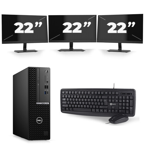 Dell Optiplex 5050 Micro Tower - Intel Core i5-6e Generatie - 8GB RAM - 256GB SSD - Windows 11 + 3x 22 inch Monitor
