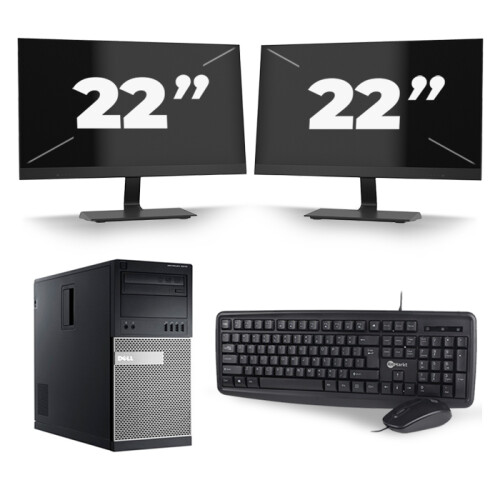 Dell Optiplex 7010 Micro Tower - Intel Core i5-3e Generatie - 8GB RAM - 256GB SSD - Windows 10 + 2x 22 inch Monitor