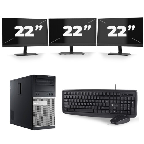 Dell Optiplex 7010 Micro Tower - Intel Core i5-3e Generatie - 8GB RAM - 256GB SSD - Windows 10 + 3x 22 inch Monitor