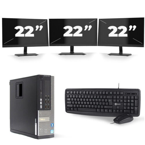 Dell Optiplex 7010 SFF - Intel Core i3-3e Generatie - 8GB RAM - 256GB SSD - Windows 10 + 3x 22 inch Monitor