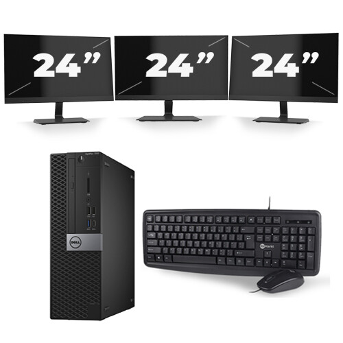 Dell Optiplex 7040 Micro Tower - Intel Core i5-6e Generatie - 8GB RAM - 256GB SSD - Windows 11 + 3x 24 inch Monitor
