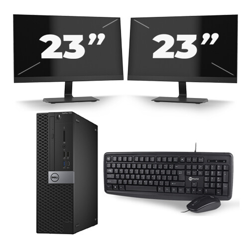 Dell Optiplex 7040 USFF - Intel Core i7-6e Generatie - 16GB RAM - 256GB SSD - Windows 11 + 2x 23 inch Monitor