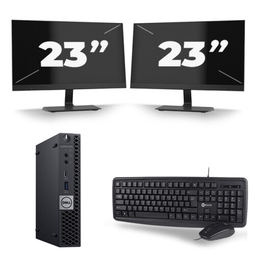 Dell Optiplex 7070 Micro USFF - Intel Core i5-9e Generatie - 16GB RAM - 256GB SSD - Windows 11 + 2x 23 inch Monitor