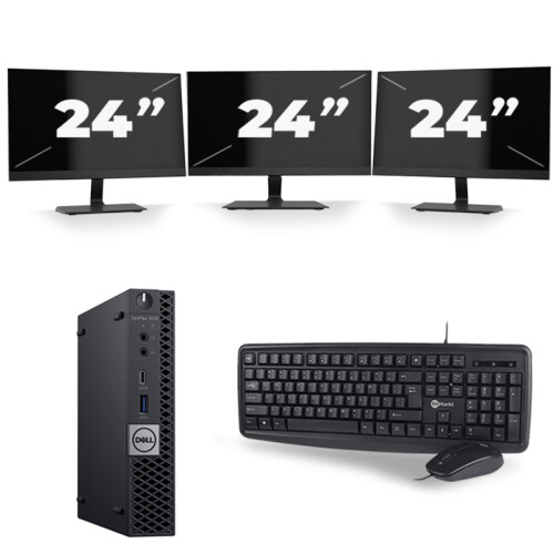 Dell Optiplex 7070 Micro USFF - Intel Core i5-9e Generatie - 8GB RAM - 256GB SSD - Windows 11 + 3x 24 inch Monitor