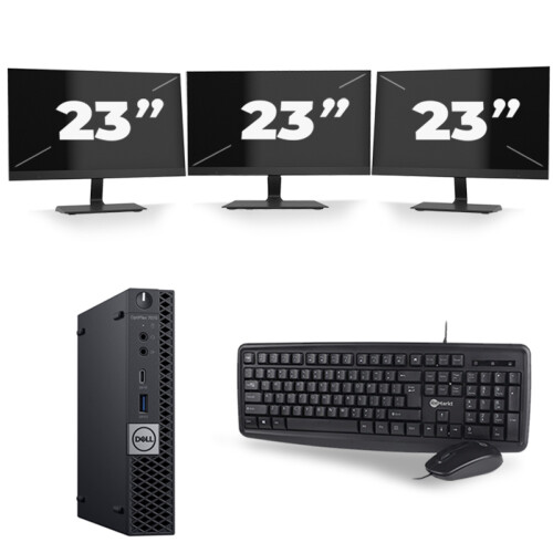 Dell Optiplex 7070 Micro USFF - Intel Core i5-9e Generatie - 8GB RAM - 256GB SSD - Windows 11 + 3x 23 inch Monitor